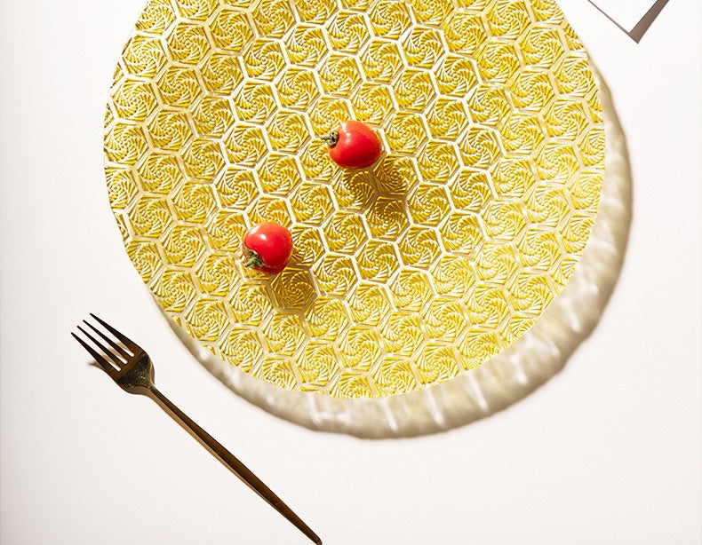Western-style Glass Dinner Plate charger plate Wedding Banquet Decoration Plate High-Value Fruit Plate13inch pad plate
