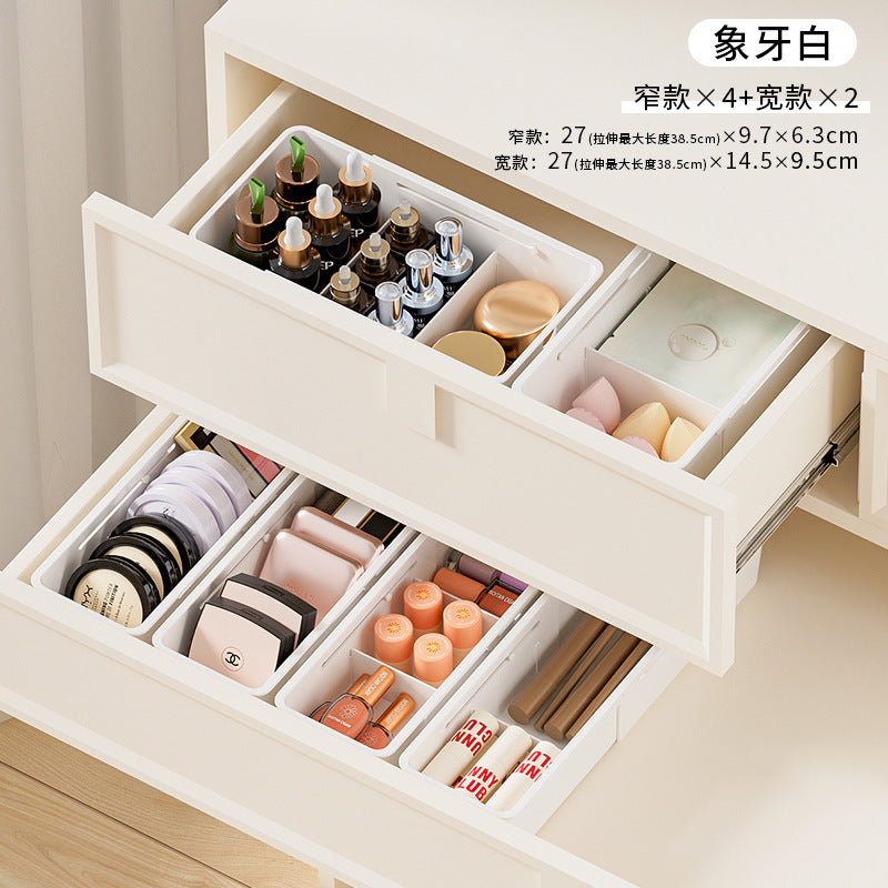 Drawer Storage Box Expandable Cabinet Divider Box Kitchen Tableware Desktop Cosmetics Miscellaneous Organizer Box