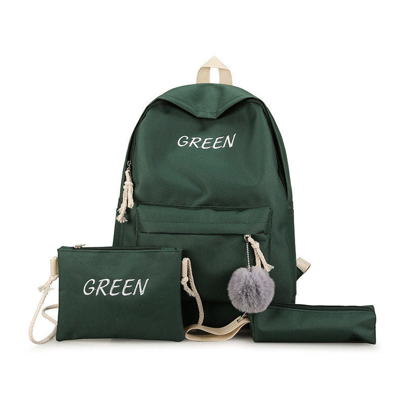 Three-piece Backpack Set New Korean Version Fashionable Backpack for Primary and Secondary School Students Large Capacity Unisex Travel Bag http://detail.1688.com/offer/940937569372.html