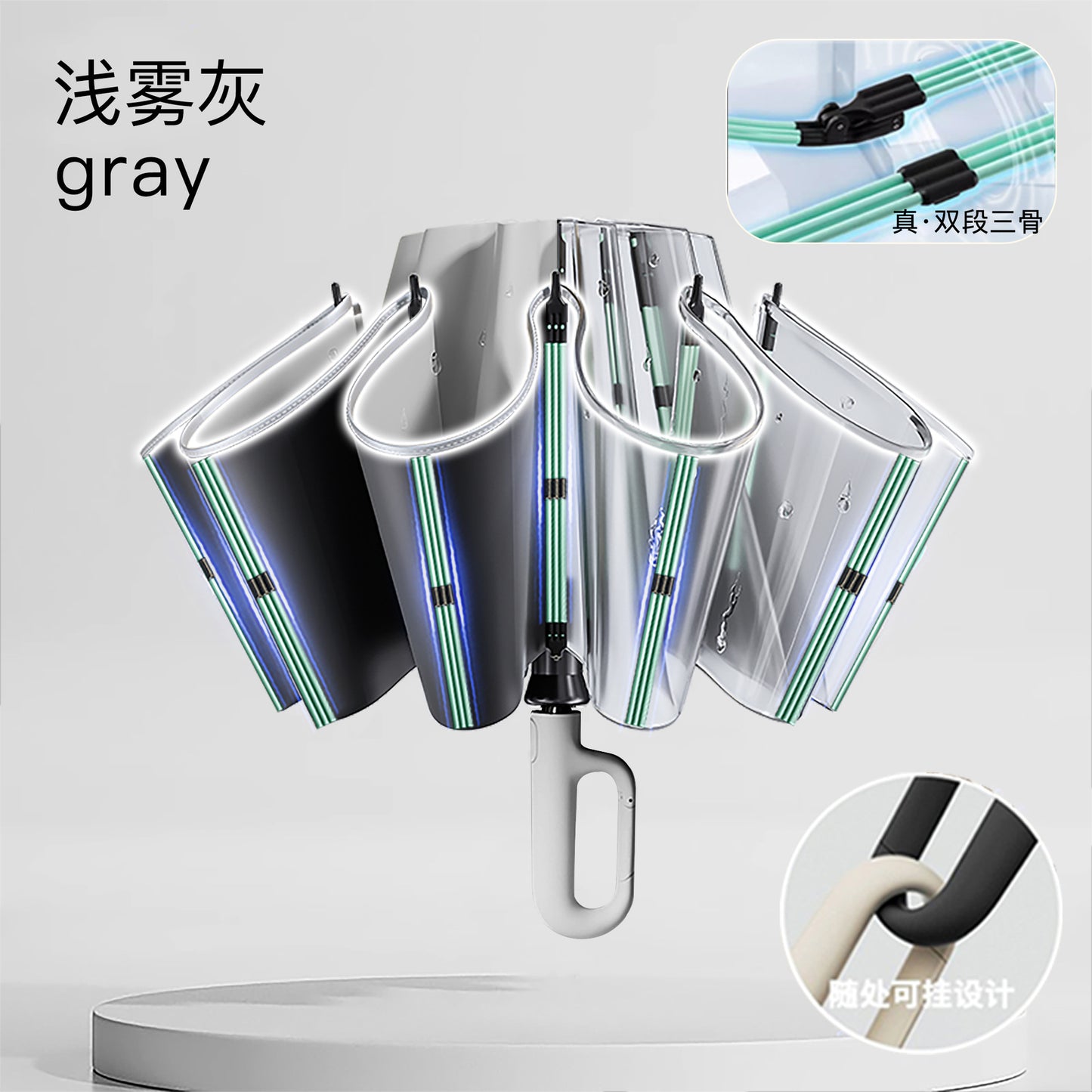 72Fully Automatic Ring Buckle Umbrella Portable Large Custom Wholesale Men's Hook Folding Dual-use for Sun and Rain Women's Special