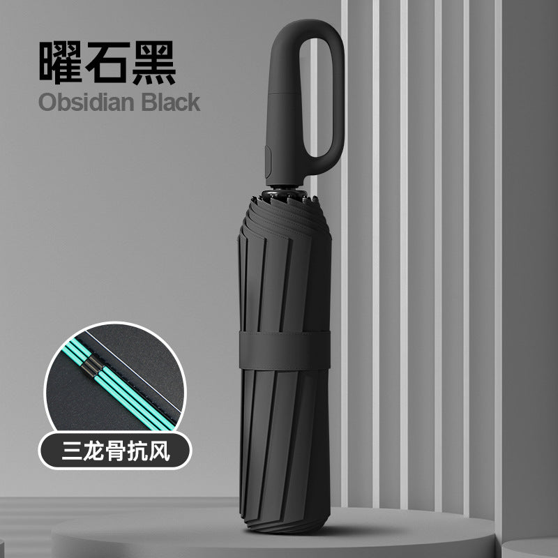 72Fully Automatic Ring Buckle Umbrella Portable Large Custom Wholesale Men's Hook Folding Dual-use for Sun and Rain Women's Special