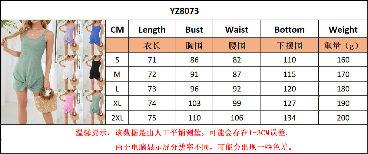 Amazon Cross-Border European and American Foreign Trade2025New Women's Solid Color Casual Dress Fashion Twist Knot Tank Dress for Women