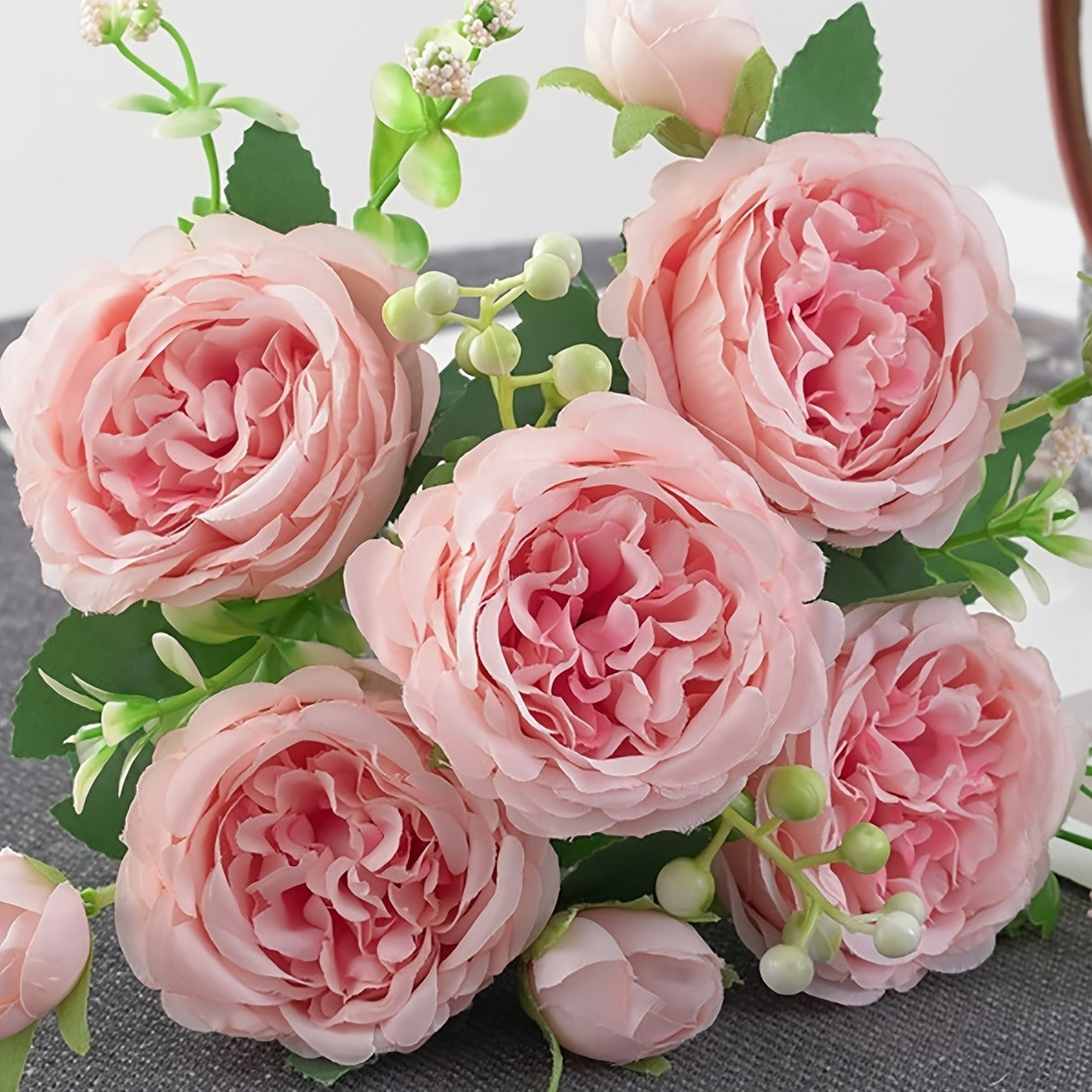 Artificial Bouquet Persian Rose5Head Bouquet Persian Rose Artificial Flower Wedding Arrangement Bride Handheld Flower Furniture Display