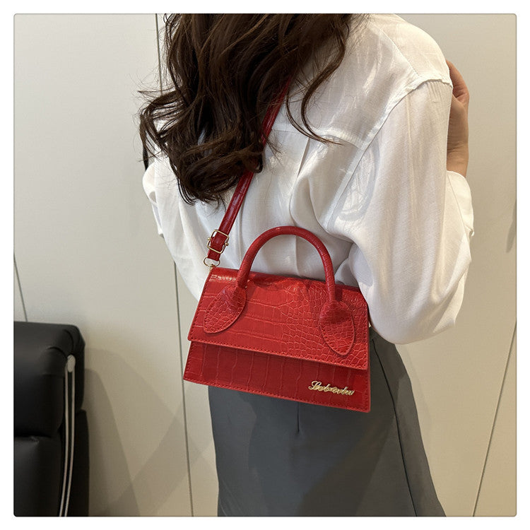 Korean style stone pattern single shoulder bag for women2025New Textured Handheld Small Square Bag Versatile Fashion Simple Crossbody Bag