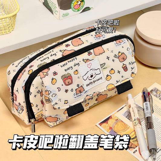 School Opening Season ins Good-looking kitty Cat Flip Pen Bag Multi-layer Stationery Box Large Capacity Student Pencil Storage Bag http://detail.1688.com/offer/939078878829.html