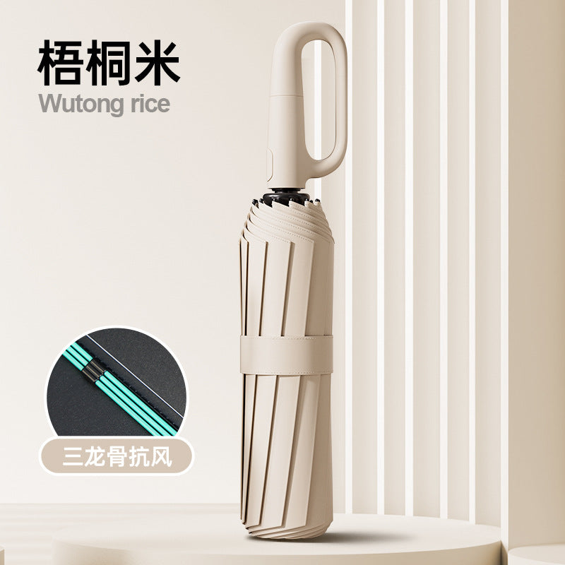 72Fully Automatic Ring Buckle Umbrella Portable Large Custom Wholesale Men's Hook Folding Dual-use for Sun and Rain Women's Special