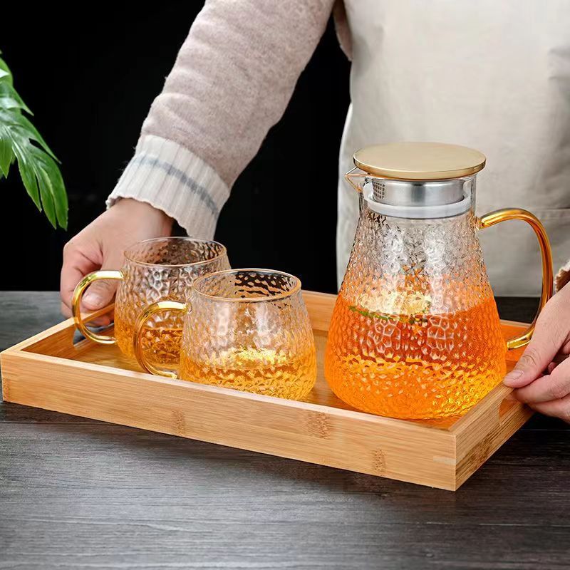 Cold Water Pitcher Glass High Temperature Resistant Household Cold Water Pitcher Set Large Capacity Tea Pitcher Cold Water Cup Juice Pitcher