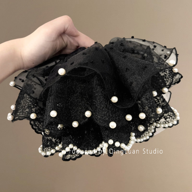 Chloris, the Goddess of Flowers~Super Fairy Pearl Lace Hair Tie New Extra Large French Gentle Atmosphere Travel Hair Rope