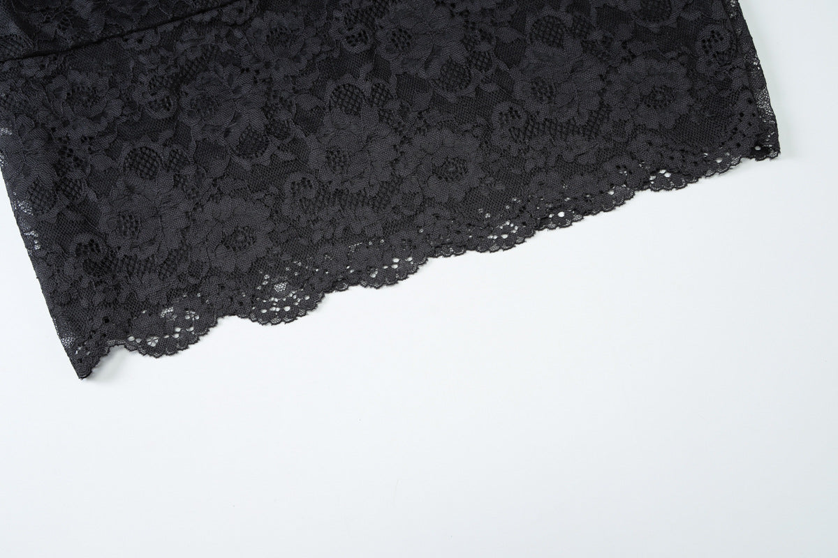 Europe and America ins Fashionable New Sexy Hot Girl Style Sheer Lace Tube Top Patchwork Bodycon Lace Dress for Women