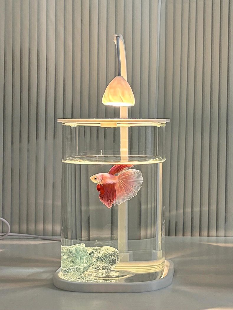 Fish Tank Betta Ultra-clear Small Lazy Glass Tank Living Room Creative Desktop Ornament Sensory Viewing Light