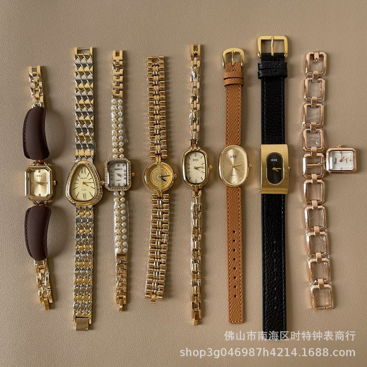 Internet Celebrity Middle Ages vintage Vintage Chain Watch for Women, Light Luxury, Mother-of-Pearl, High Aesthetic, Fashionable, Elegant, Live Streaming, Cross-Border