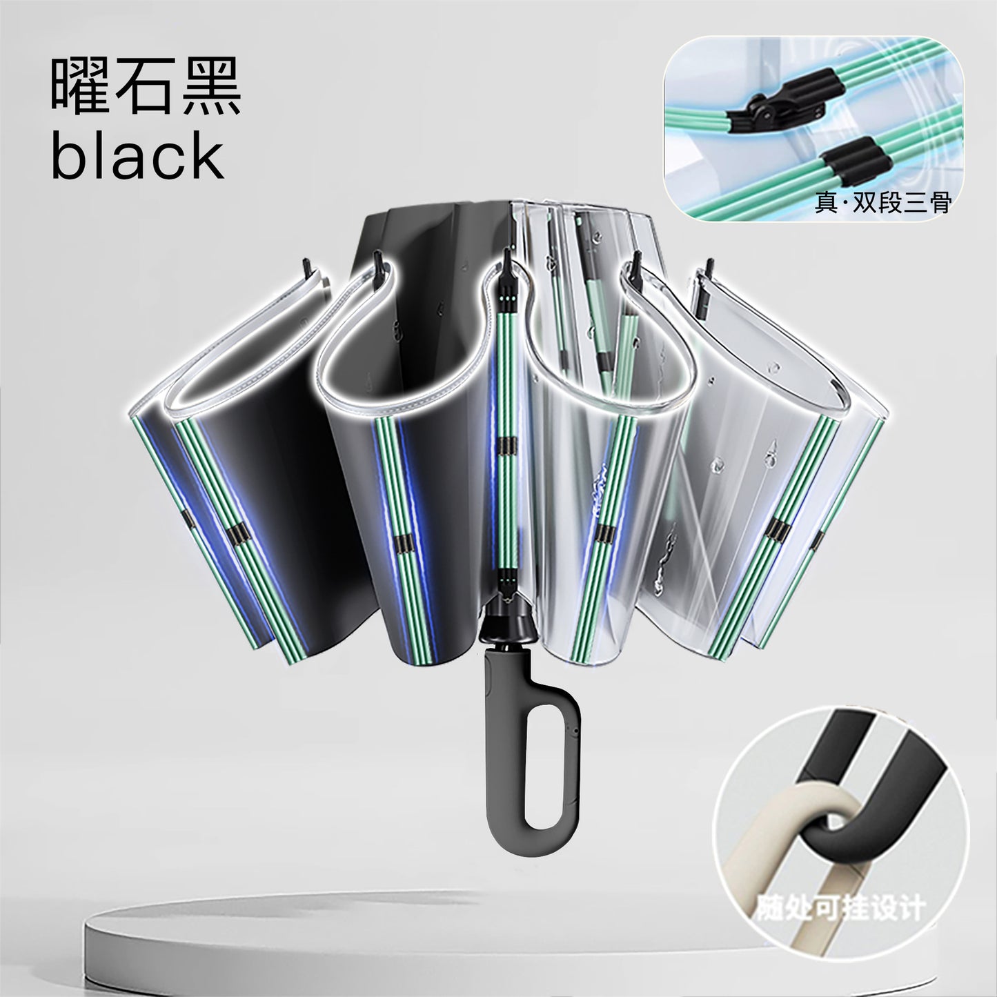 72Fully Automatic Ring Buckle Umbrella Portable Large Custom Wholesale Men's Hook Folding Dual-use for Sun and Rain Women's Special