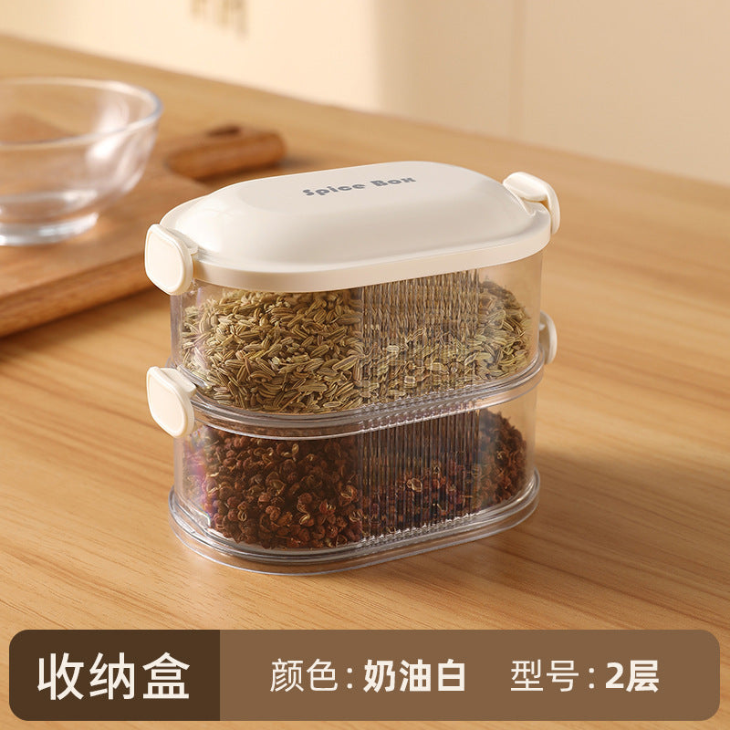 Spice Storage Box Food Grade Compartment Box Household Kitchen Sichuan Pepper Aniseed Seasoning Storage Box Seasoning Sealed Jar