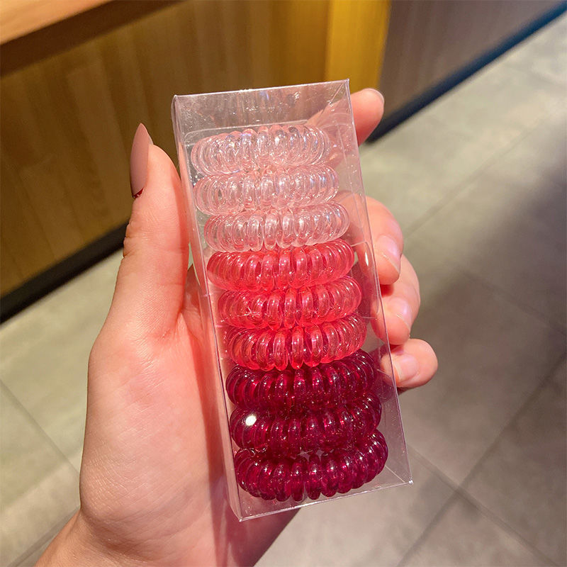 TikTok Hot Trend Korean Version ins Internet Celebrity Boxed Gradient Telephone Wire Hair Tie Fresh Style Elastic Band One Piece Dropshipping