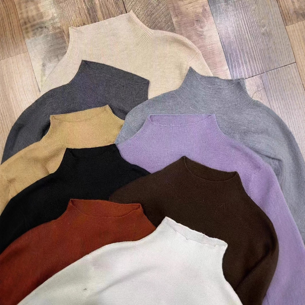 Anchor Red Autumn Winter New High-Quality Wool Base Shirt Women's Half Turtleneck Superfine Wool Sweater Korean Style