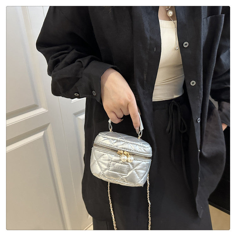 Women's Spring Summer Bag2025New Diamond Chain Bag High-End Fashionable Crossbody Bag Versatile Handheld Small Square Bag