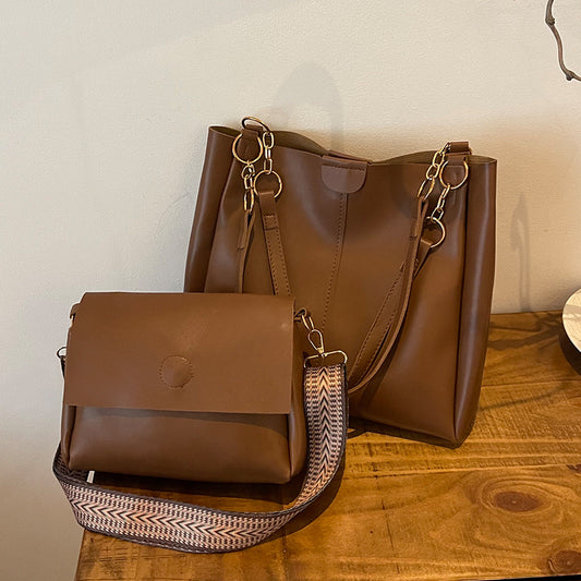 Women's two-piece large capacity bag set2024New Fashion Commuting Handbag Simple Casual Shoulder Tote Bag for Women