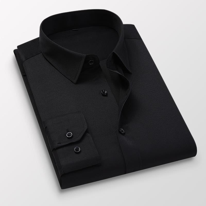 Men's Non-Iron Shirt Plus Size Breathable Business Casual Korean Style Slim Fit Shirt Professional Wear White Long Sleeve Shirt