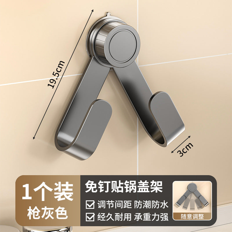 Suction Cup Wall-Mounted Pot Lid Holder Wall No-Drill Cutting Board Rack Storage Kitchen Organizer Pot Lid Organizer