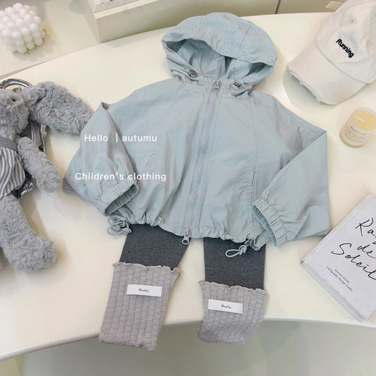 Sweet Little Girl's Windbreaker Jacket Autumn New Fashionable Children's Spring and Autumn Style Little Girl's Sports Hooded Top