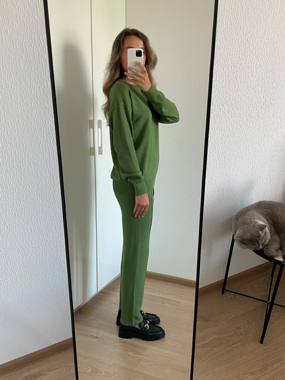 2025Autumn and Winter New ins Women's Loose Round Neck Sweater Set with Carrot Pants European and American Knitted Sets