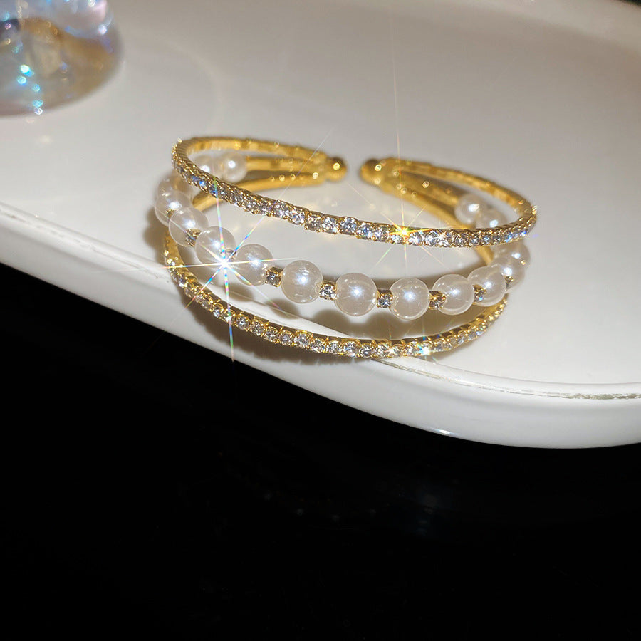 Baroque Pearl Wrap Open Bracelet Fashionable Light Luxury Elegant High-end Bracelet New Style Hand Jewelry Wholesale