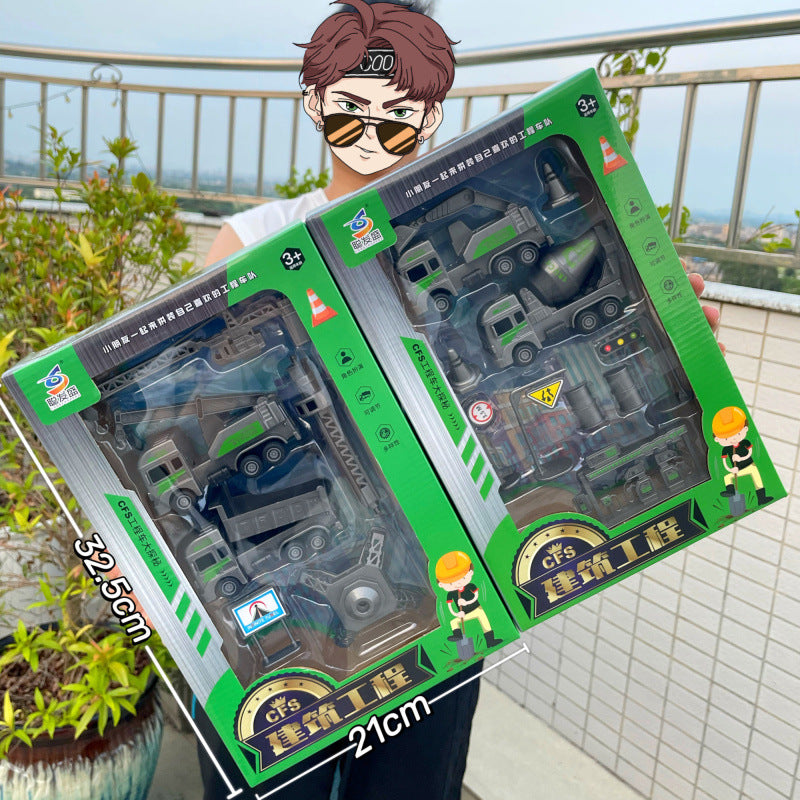 Durable Children's Toy Car Pull-Back Car Simulation Excavator Engineering Vehicle Fire Truck Airplane Model Boy's Gift