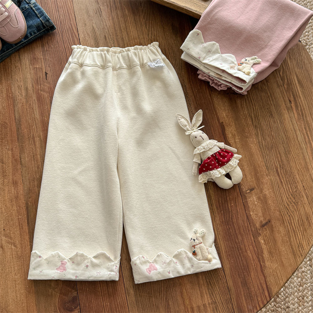 Sweet Little Girl Pants Autumn New Fashionable Baby Casual Long Pants Spring and Autumn Style Children's Straight Pants
