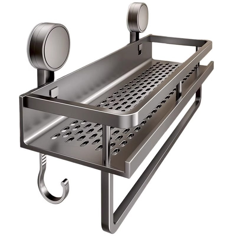 Space Aluminum Bathroom Suction Cup Storage Rack Wall-Mounted No-Drill Towel Rack Washstand Multifunctional Organizer
