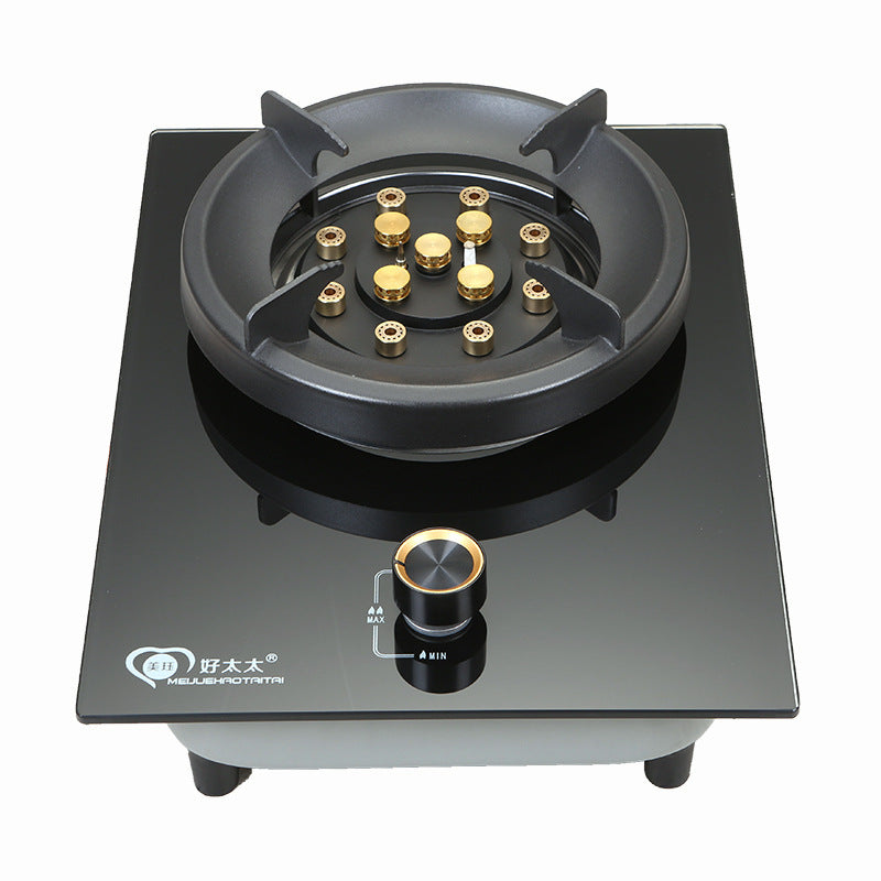 Gas Stove Single Burner Household High Heat Energy-Saving Stove Built-in Countertop Dual-Use Timer Gas Stove Tempered Glass