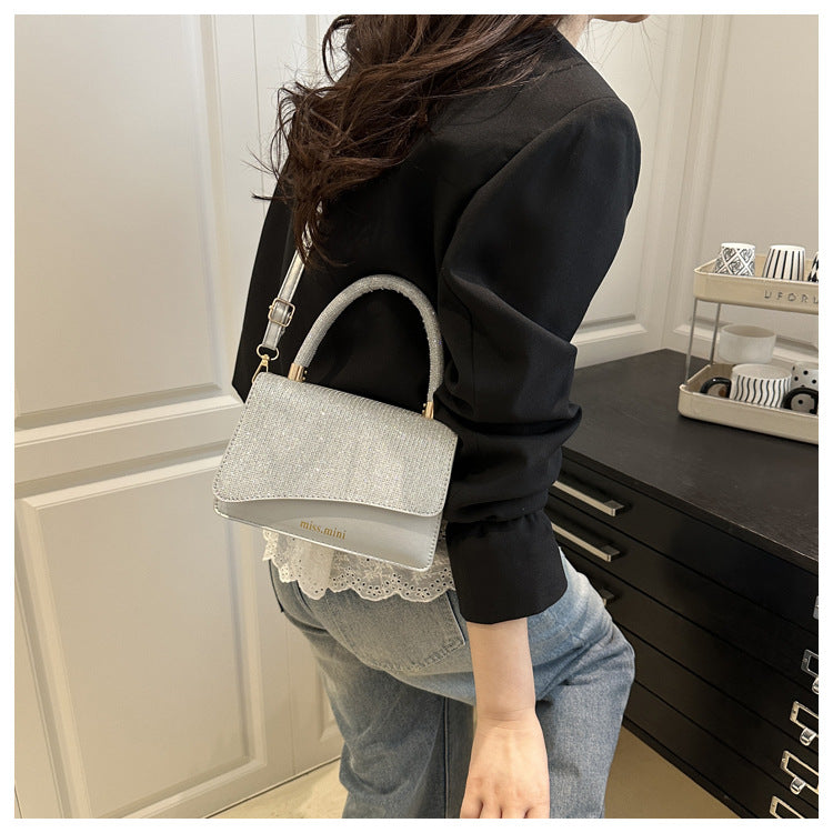 Women's New Bag2025Spring Fashion Light Luxury High-End Diamond-Studded Bag Simple Crossbody Bag for Women Large Capacity Hot Sale