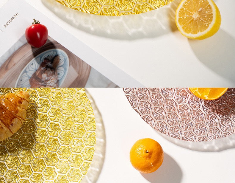 Western-style Glass Dinner Plate charger plate Wedding Banquet Decoration Plate High-Value Fruit Plate13inch pad plate