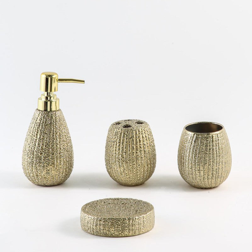 Modern Ceramic Bathroom Set Four-Piece Set Bathroom Lotion Bottle Press Hand Sanitizer Bottle Mouthwash Cup Toothbrush Holder Soap Dish