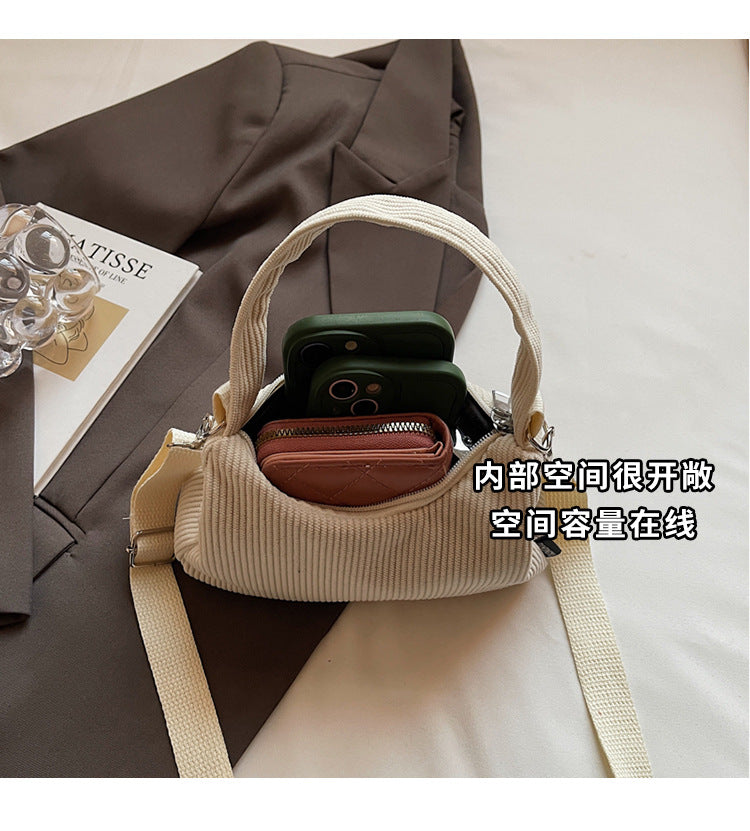 2024New Casual Large Capacity Women's Shoulder Bag Trendy Corduroy Versatile Crossbody Bag Trendy Bag Cross-Border Hot Item