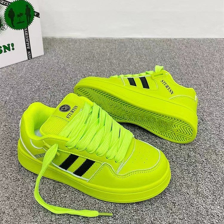 National Trend Dopamine Color Block Loafers for Women ins Niche Design Thick-Soled Casual Sneakers2025New white shoes