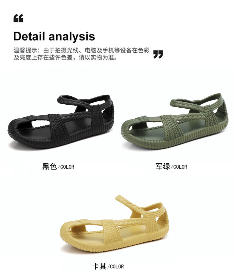 Men's Summer Straw Sandals Hollow Handmade Woven Roman Sandals Vietnamese Slippers Soft Sole Personality Beach Sandals