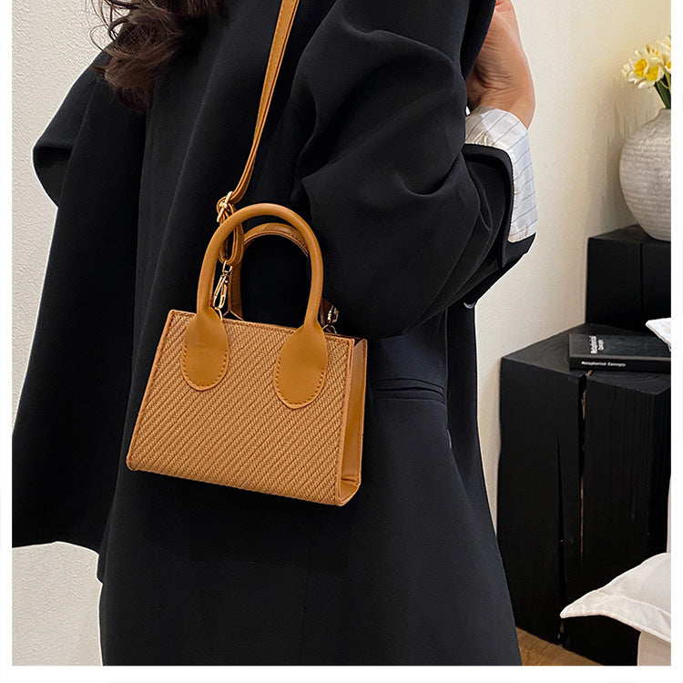 Korean Style Simple Crossbody Personality Small Square Bag2024Summer new style casual stylish single-shoulder bag corduroy handbag