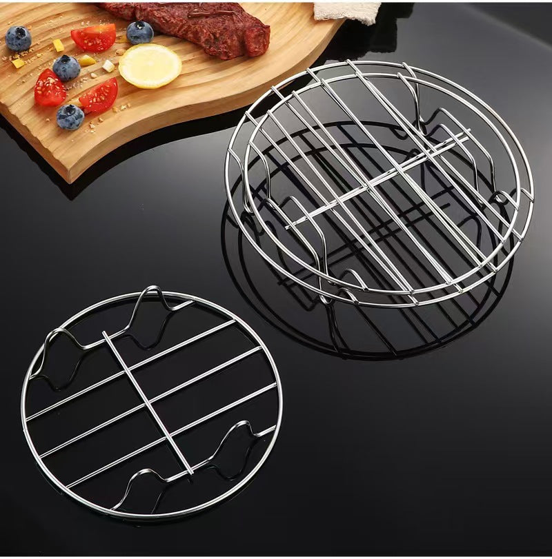 Stainless Steel Steaming Rack Kitchen Household Cooking Steaming Dish Rack Four-Legged Heat and Water Insulation Steaming Rack with Compartments304Steam Tray Steam Rack
