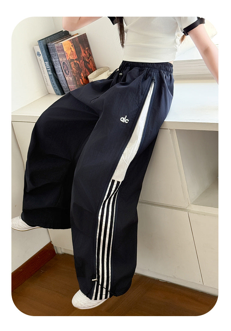 Girls' Summer Thin Pants2025New Cool and Stylish Quick-Dry Cargo Pants for Middle School Students Ice Feel Wide-Leg Pants