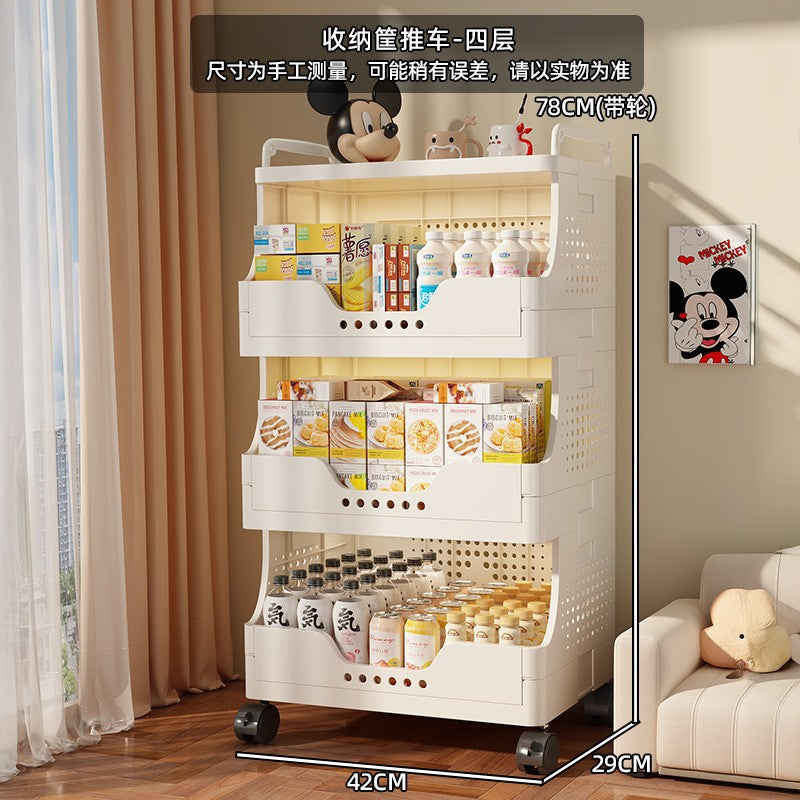 Thickened Floor-standing Small Cart Snack Storage Rack Multi-layer Organizer Living Room Bedroom Large Capacity Storage Organizer Mobile