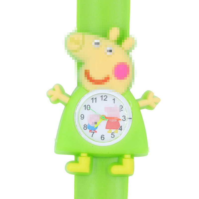 Children's Watch Cartoon Pat Watch Kindergarten Elementary School Silicone Toy Pat Circle Anime Peppa Pig Electronic Watch