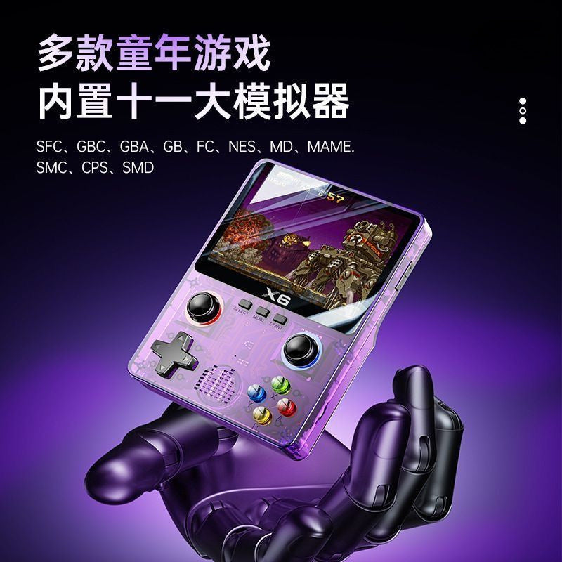 2025New handheld game console cyberpunk style transparent game console GBA Nostalgia SFC Rechargeable Large Screen Handheld Game Console