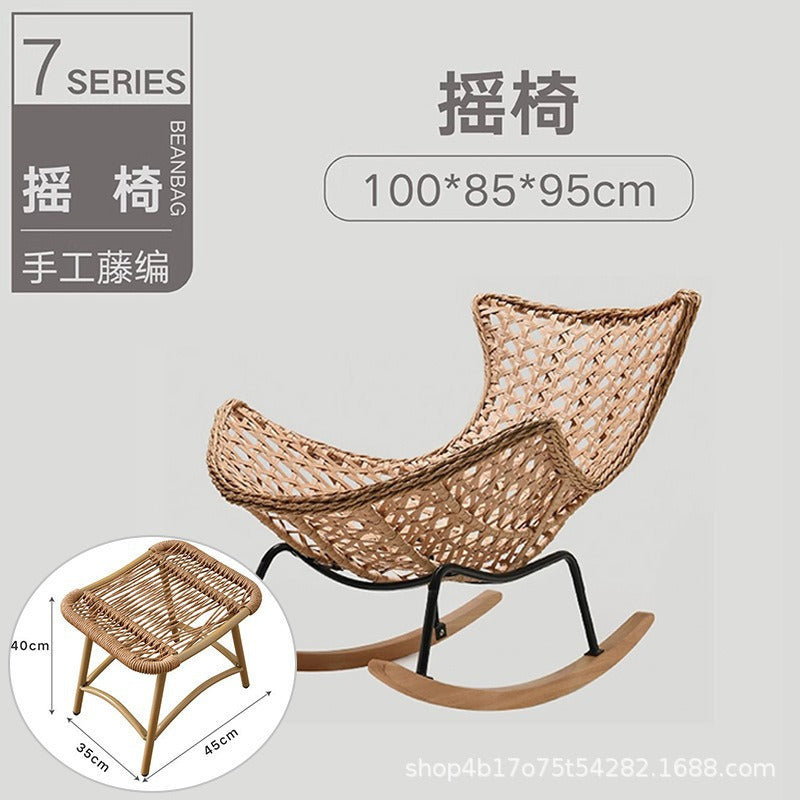 Rocking Chair Recliner Adult Sleepable Single Rattan Balcony Lazy Chair Bedroom Leisure Home Lazy Sofa