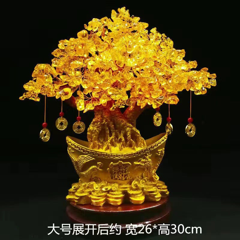Yellow Crystal Money Tree Fortune Tree Ornament Crystal Ornament Wealth Tree Crystal Tree Home Living Room Opening Gift