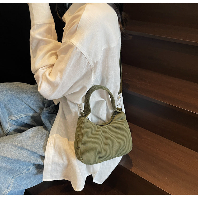 2024New Casual Large Capacity Women's Shoulder Bag Trendy Corduroy Versatile Crossbody Bag Trendy Bag Cross-Border Hot Item