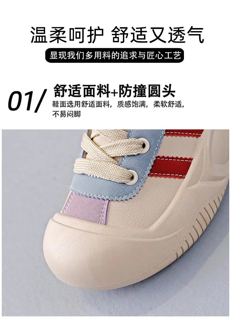 2024Summer New Korean Style ins Breathable White Sneakers for Women Low-top Casual Platform Shoes Thick-soled Wedge Sneakers Sports Shoes
