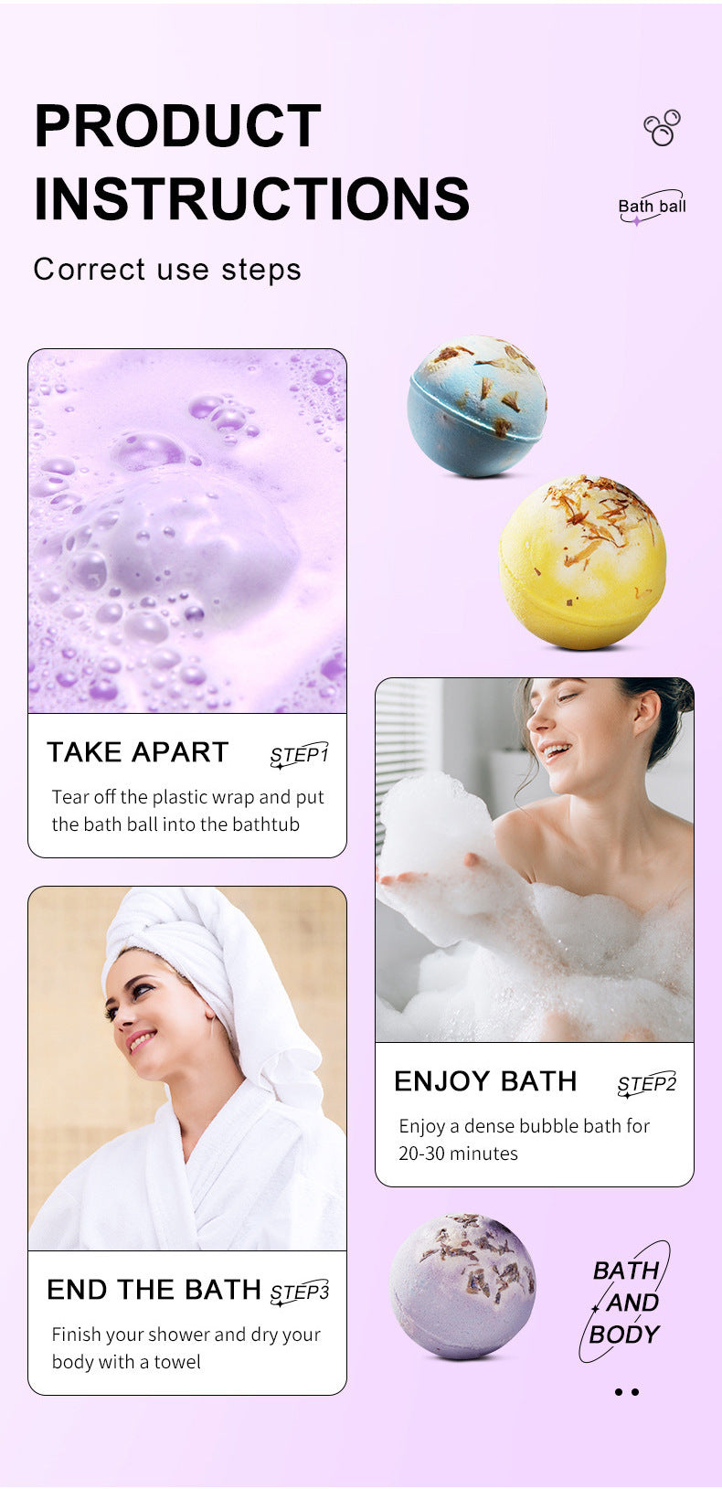 ZHENXIU Dried Flower Explosive Bath Salt Ball Gentle Moisturizing Exfoliating Long-lasting Fragrance Bath Ball Cross-border Trade