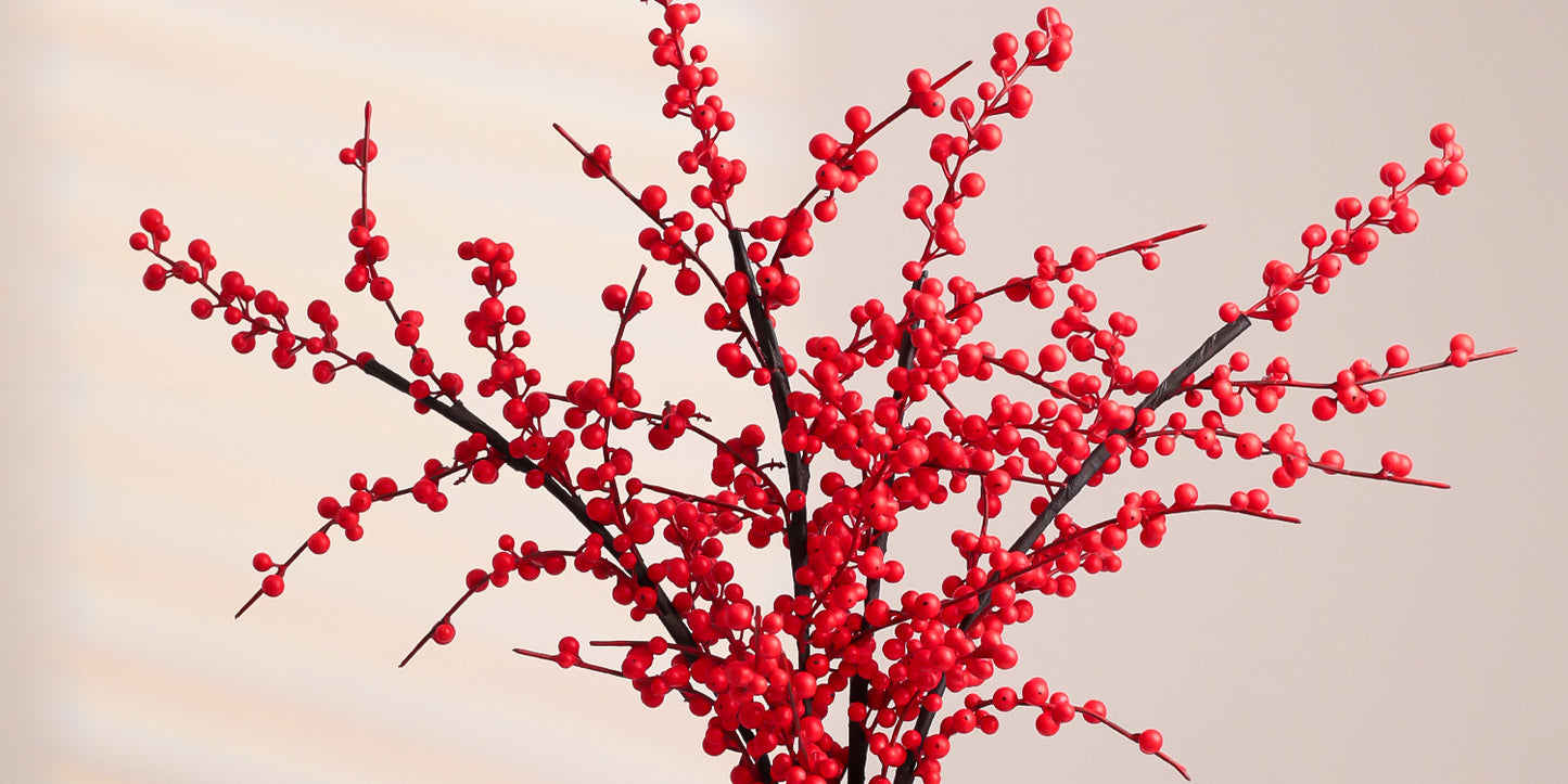 Wholesale Housewarming Gift Winter Green Red Fruit Artificial Flower Bouquet Decoration Ornament New Home Move-in Joy One Piece Dropshipping
