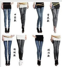 Yiwu Factory 3Color8Code tv Women's Imitation Denim Leggings Spring and Autumn High Waist Outer Wear One-piece Pants Cross-border Women's Pants