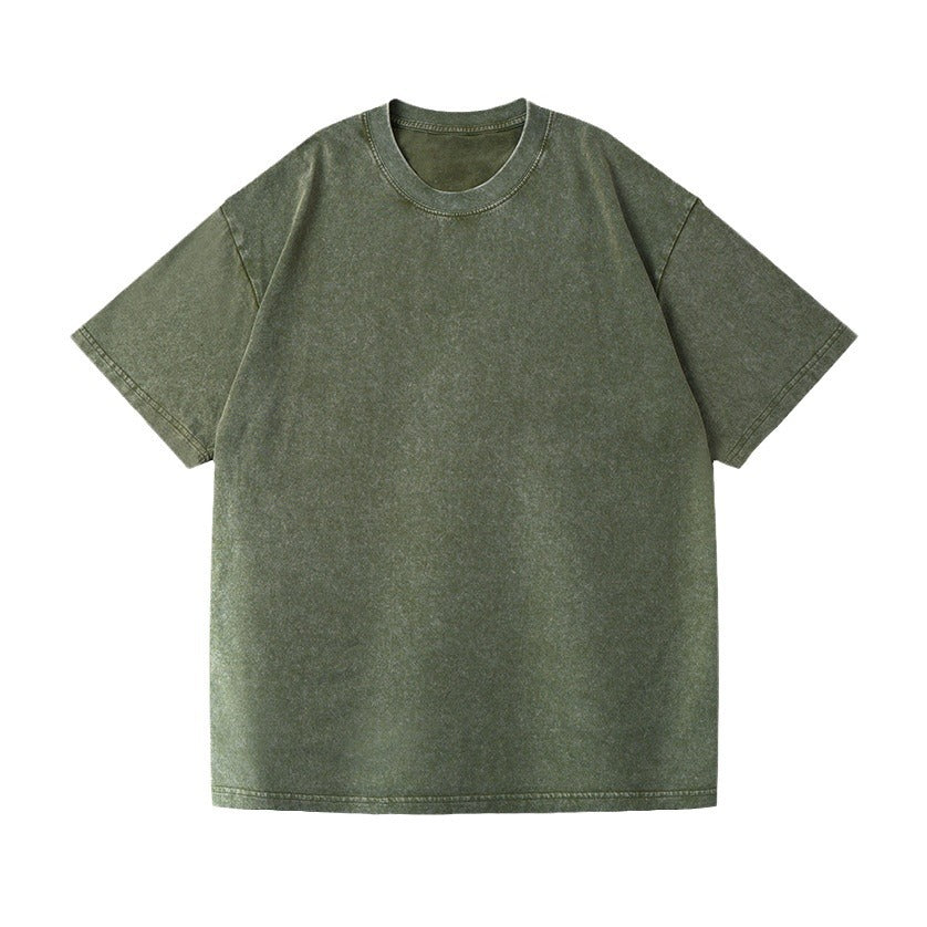 230g Vintage Snowflake Washed T Shirt European and American Cross-Border Pure Cotton t Loose Fit Base Layer Round Neck Pullover Heavyweight t Men's T-shirt